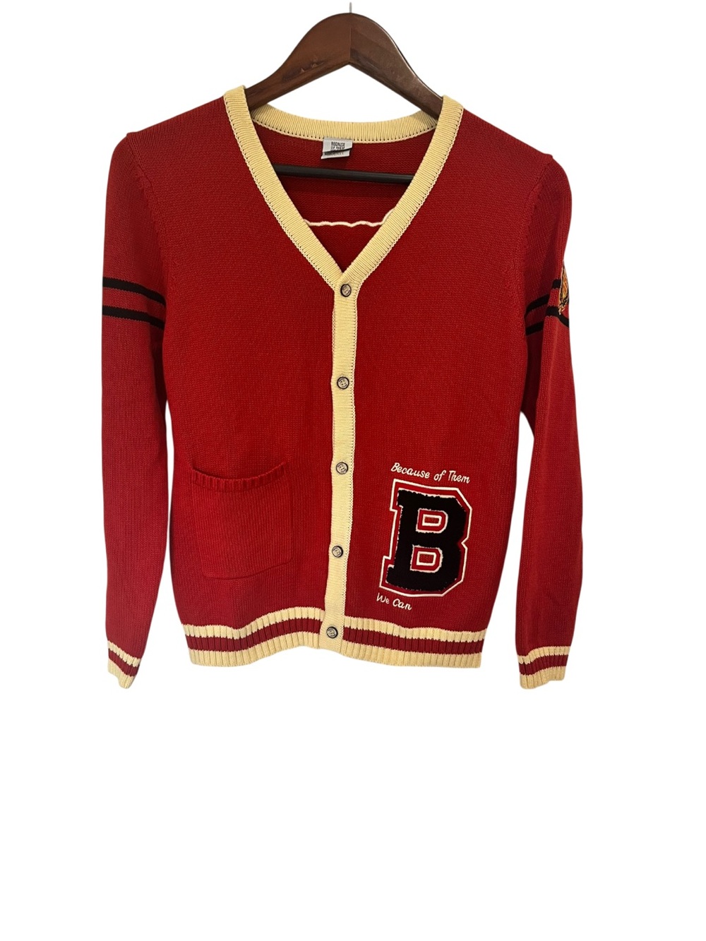 Because Of Them We Can Tuskegee Cardigan Small Red 100% Cotton Varsity B Small